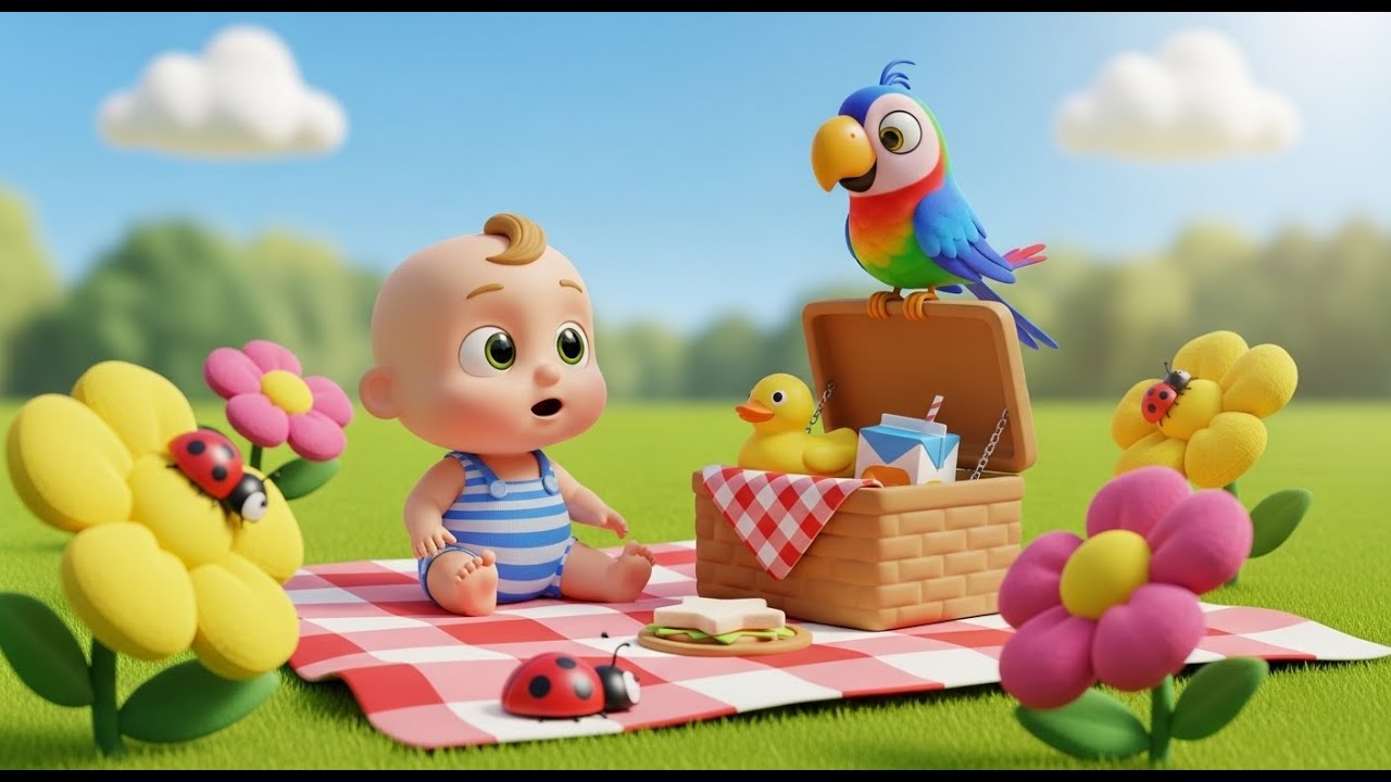 Baby’s Picnic with Parrot 🧺🦜 | Fun Learning Adventure for Kids | Preschool Educational Video