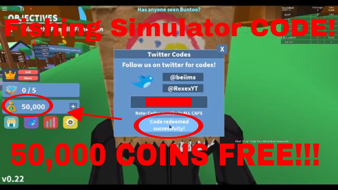 Fishing Simulator CODE ROBLOX 50 000 FREE COINS YouTube