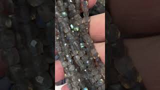 Labradorite Faceted Cubes 4 mm 16' strands Loads of Flash and Sparkle!