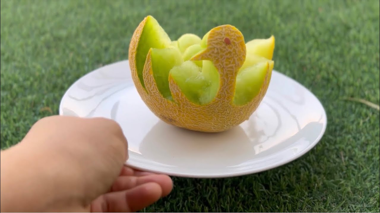Beautiful design with melon🔪#fruitarrangement #foodart - YouTube