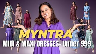 HUGE MYNTRA SALE HAUL | MIDI MAXI COTTON DRESSES UNDER ₹999