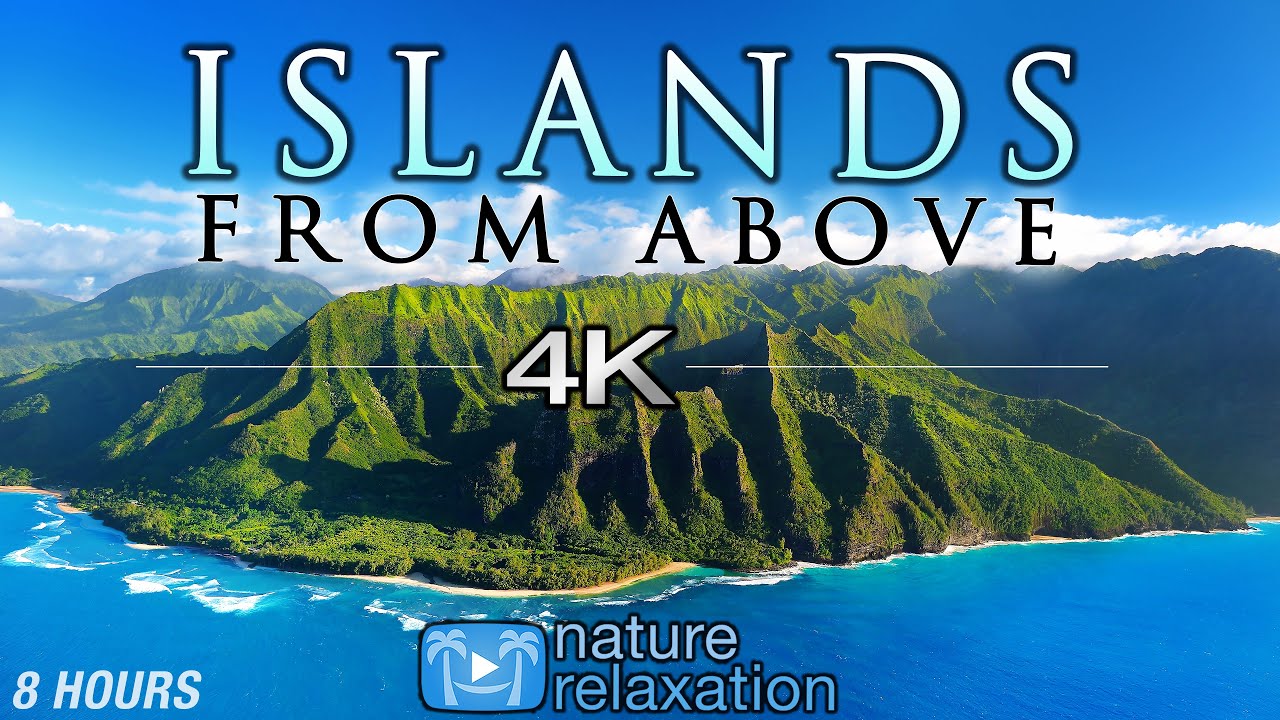 8 HOUR DRONE FILM Islands From Above 4K  Music by Nature Relaxation Ambient AppleTV Style