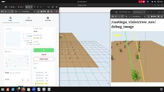 Sowbot row-following in Gazebo — vision pipeline live in sim