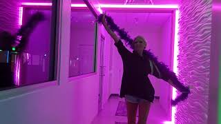Pole Fitness Discovery owner Annmarie walks down the Neon Runway in Hot Yoga Plus in Palm Springs