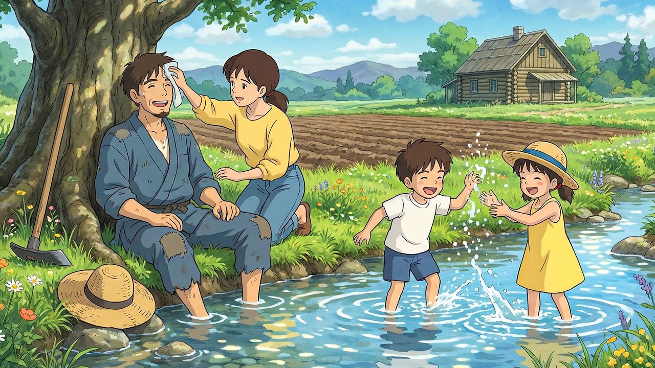 Harvesting vegetables and Heartwarming Family Moments – Video Peaceful Ghibli-Style Life