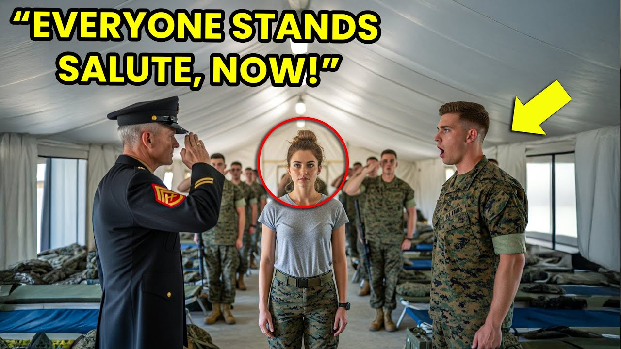 The US Marine Jokingly Asked the Female Janitor for Her Rank — Until the Entire GP Tent Saluted Her