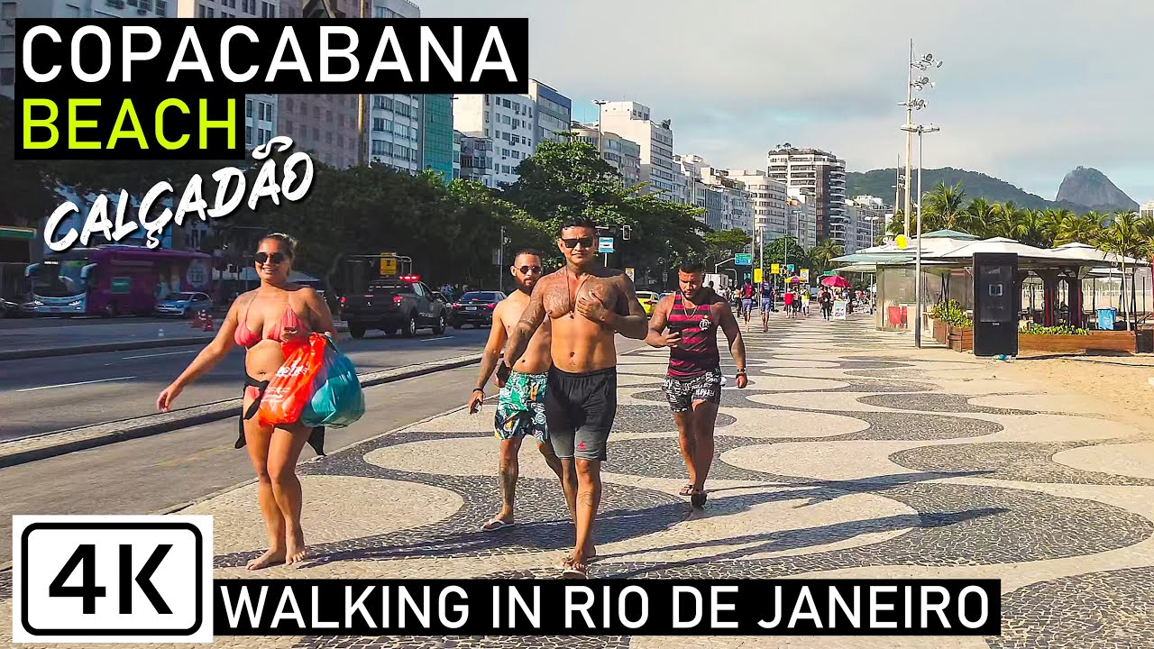 Walking Copacabana Beach | Calçadão (Promenade) Rio de Janeiro, Brazil |【4K】2020
