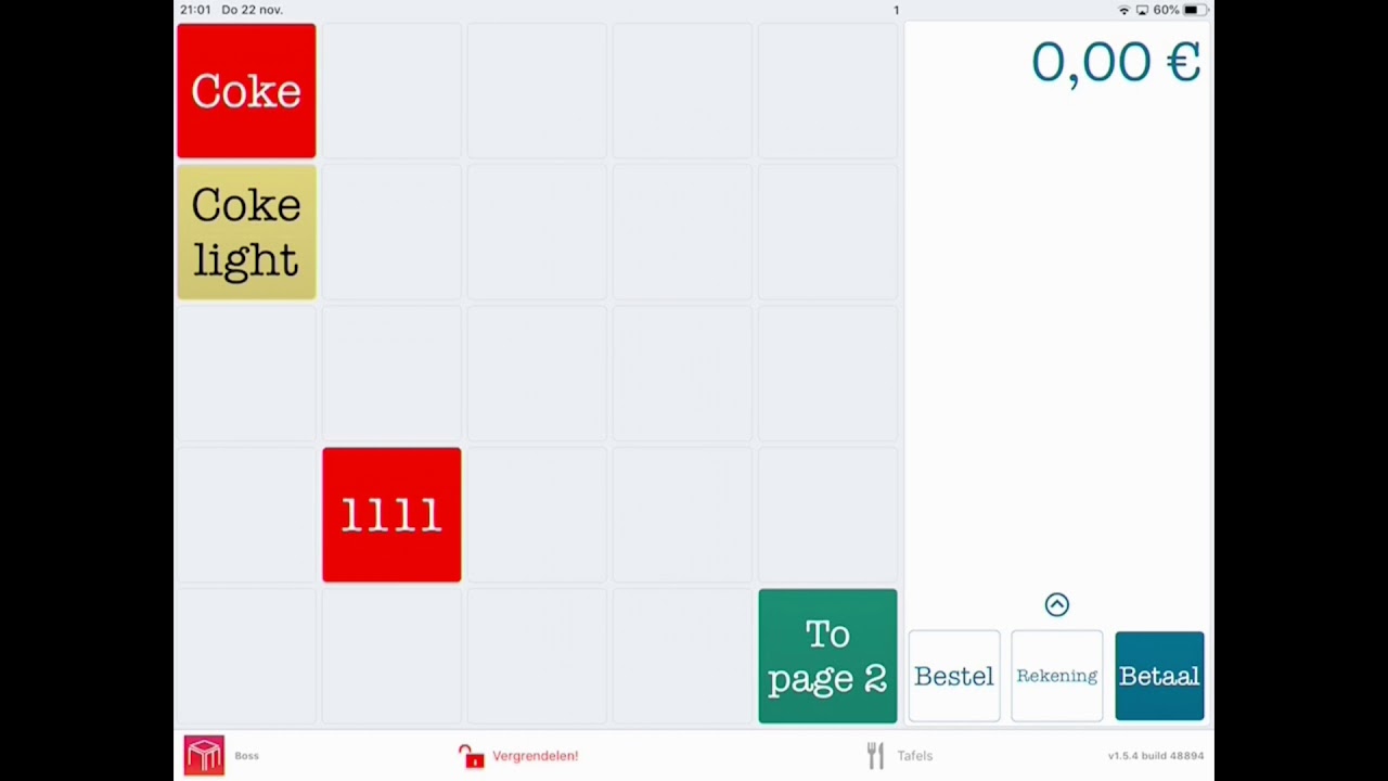 WaiterOne Hoofdscherm