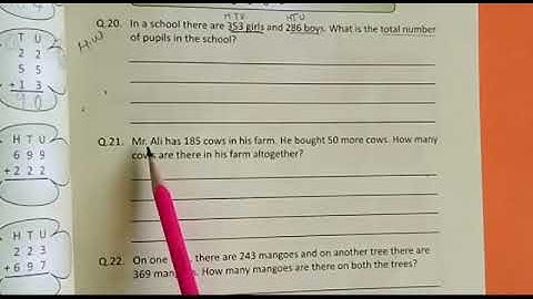 PVI MATHS LESSON # 31 (PART 2) EX:2.2 Q(20-22) DATED:19/06/2020 TOPIC: ADDITION (WORD PROBLEMS)
