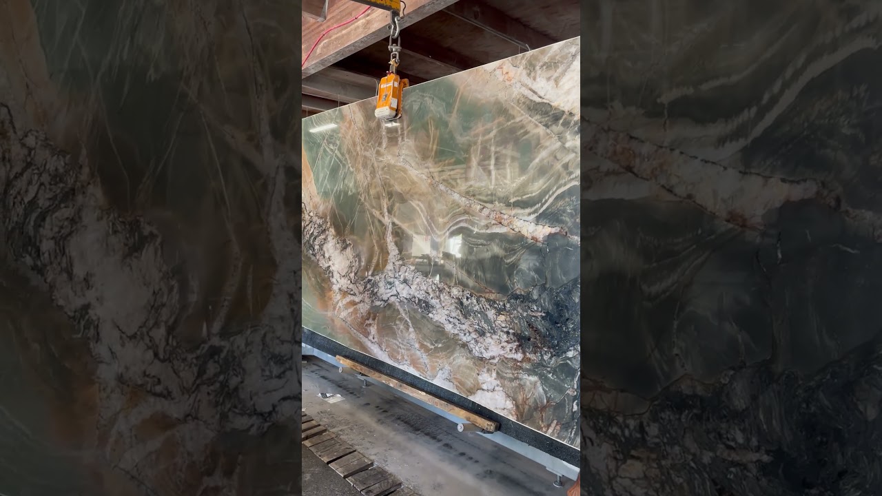 Botanical crystal green quartzite slab