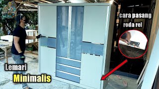 CARA membuat LEMARI PAKAIAN dari triplek || lemari empat pintu !!! #lemari #minimalis #tutorial