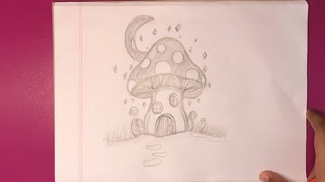 How To draw a Magical Mushroom House  tutorial step by step