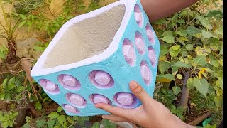 Making a beautiful cement pot at home || DIY cement crafts