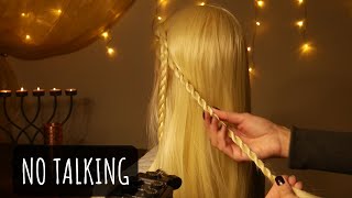 ASMR tingly hair style, braiding and brushing - No talking