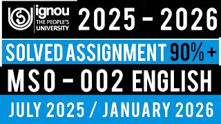 MSO 002 SOLVED ASSIGNMENT 2025-26 | MSO 02 SOLVED ASSIGNMENT 2025 -26 IN ENGLISH | MSO 2 ASSIGNMENT 