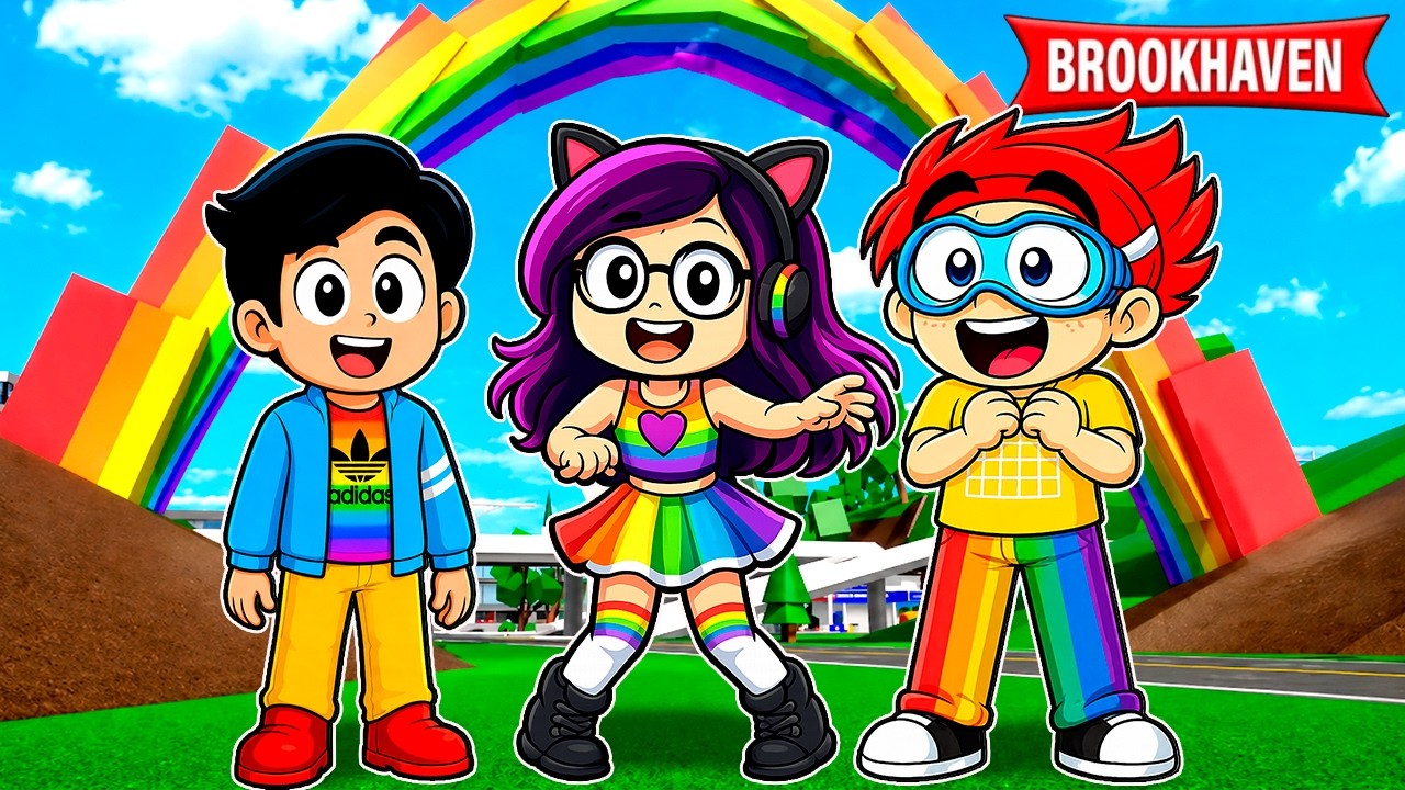 24 HRS EN UN MUNDO ARCOIRIS EN BROOKHAVEN ROBLOX | Kori