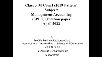 SPPU April 2022 Management Account Question Paper solution part 2 M com