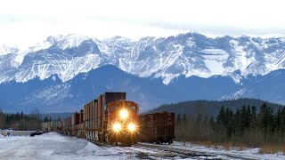 Winter Trains in Canada! CN at Hinton, Alberta