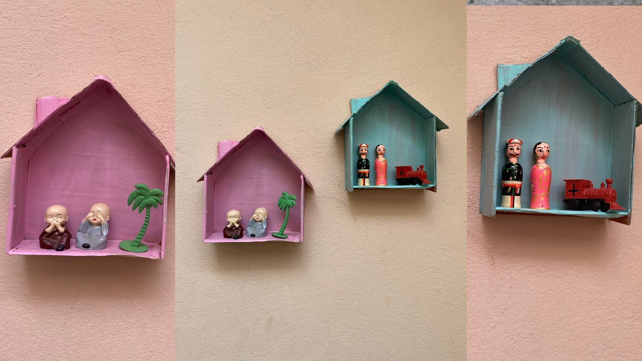 “DIY Miniature House Wall Decor Recycled Cardboard Craft Ideas for