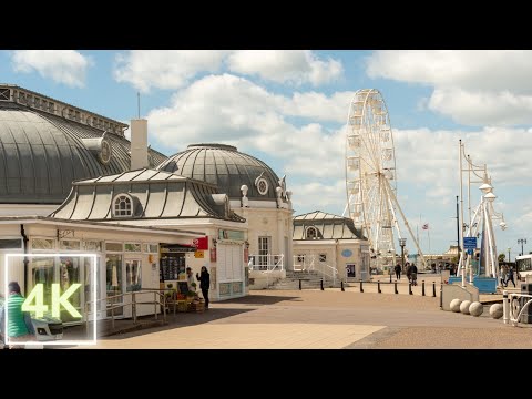 Worthing, England 🌞 Walk around seaside resort town | Beautiful seafront and city center [4K]