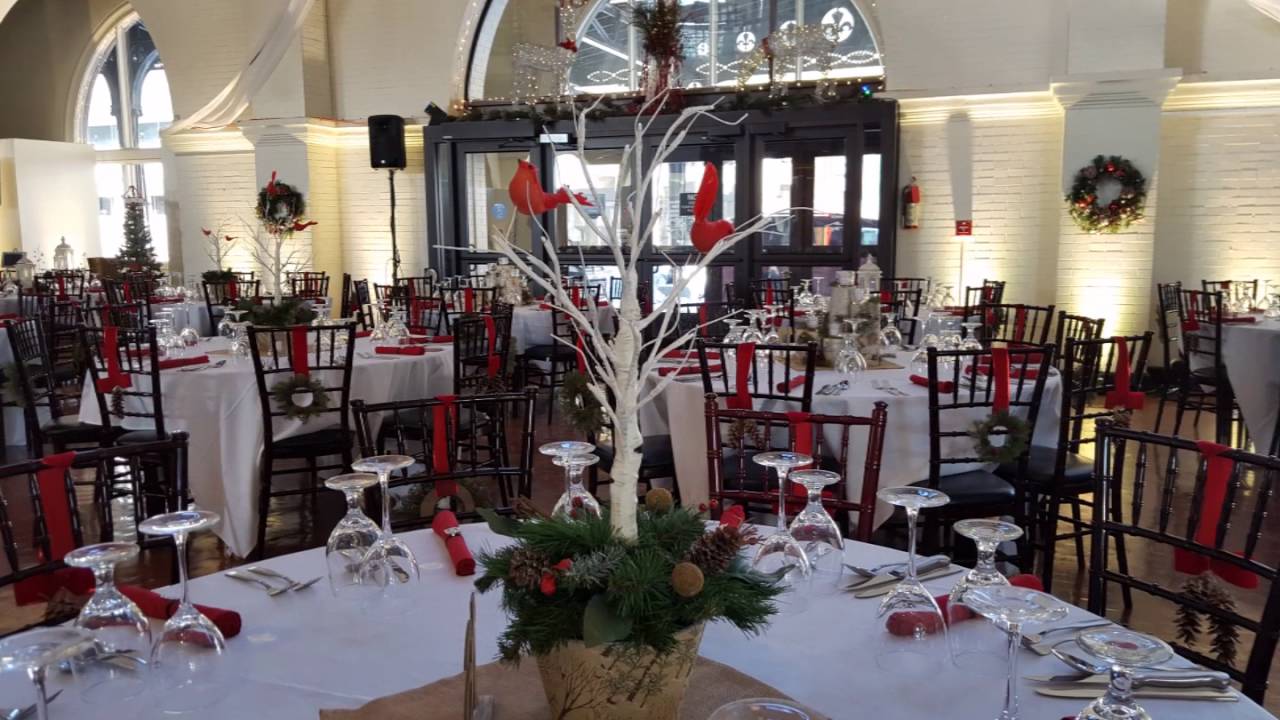 Depot Christmas wedding, up lighting by Duluth Event Lighting