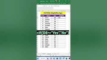 Voting Eligibility Age in Excel #excel  #shorts #shortsyoutubevideo
