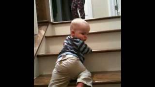 Evan crawls up the stairs!