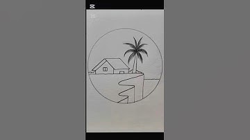 Beautiful Village Drawing Inside a Circle | Easy Scenery Art for Beginners