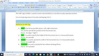 HR tag of HTML| Attributes of hr tag| html code of HR tag