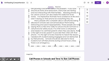5/4 Reading Comprehension - Google Forms