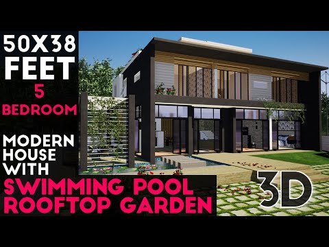 Modern House With Swimming Pool & Rooftop Garden With 5 Bedrooms by KK Home Design