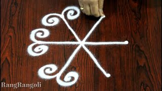 Easy Daily Rangoli with 3*2 dots | Simple Daily Kolams | Small Muggulu | RangRangoli