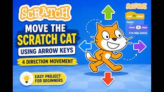 Scratch Tutorial for Beginners | Move the Scratch Cat Using Arrow Keys | 4 Direction Movement
