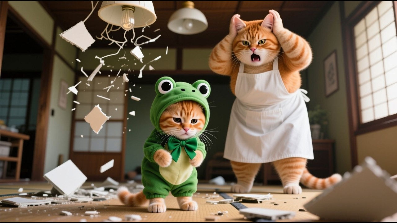 Ginger Kitten Fights a Cockroach and Breaks Everything 😂 | Mama Cat Funny Story