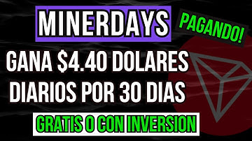 🚨MINERDAYS GANA $4.40 DIARIO x 30 DIAS /INGRESOS PASIVOS/ 4.4% DIARIO/GRATIS! MINERIA EN LA NUBE