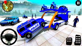 Grand Police Prado Car Transport Truck Games - police car & bike Transporter - Android Gameplay HD screenshot 2