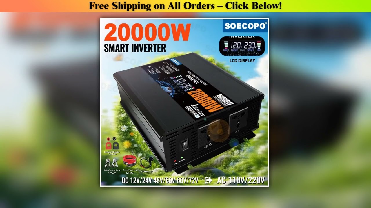 Dual Voltage Input 20000W Smart Camping Inverter Solar Current Inverter DC to AC 110220V Camping 12
