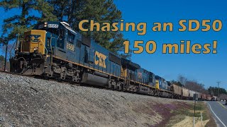 Chasing CSX SD50-3 #8568 west on the Buckingham Branch! March 26, 2019.
