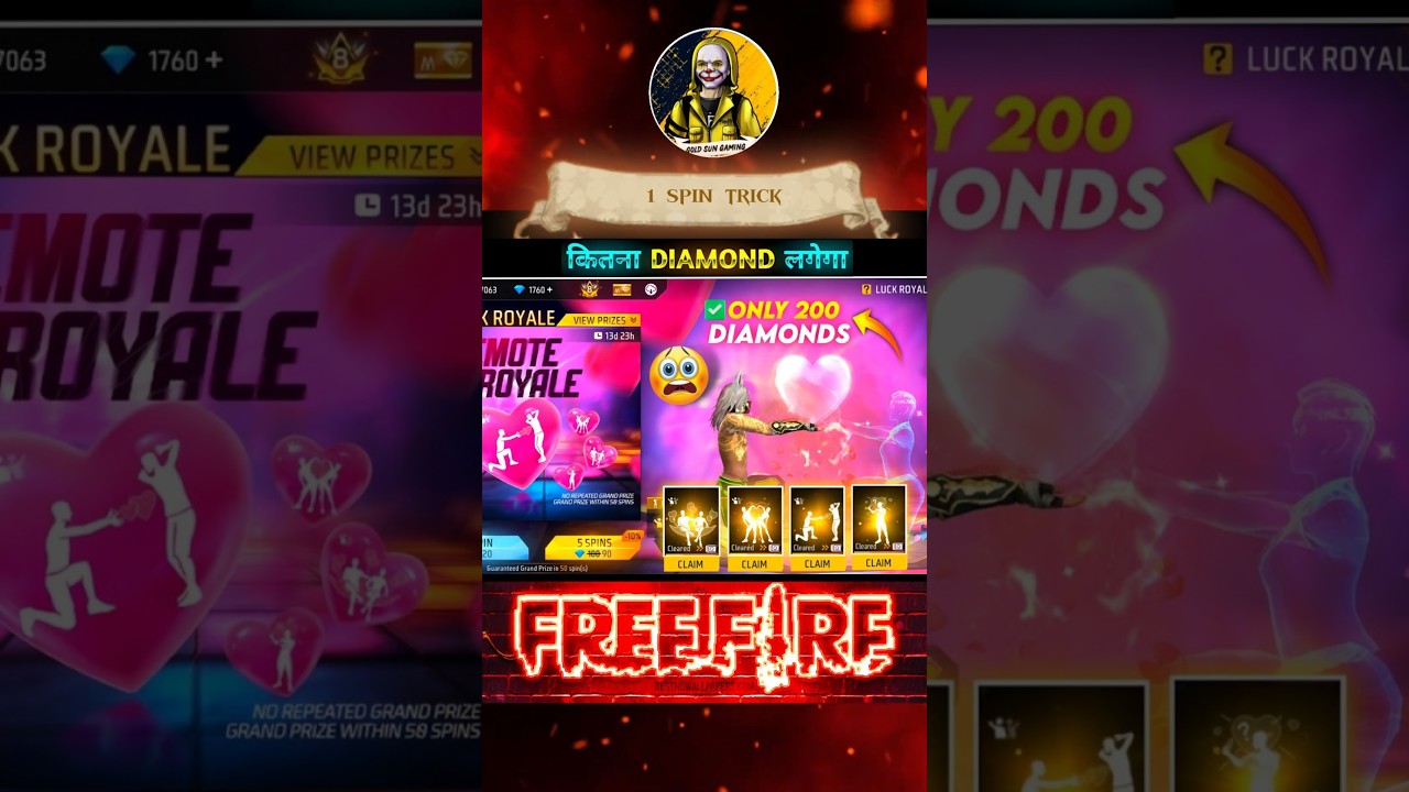 Emote Royale Event Free Fire | Valentine Emote Royale 1 Spin Trick | Free Fire New Event 