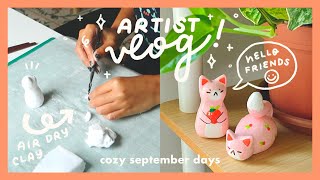 ARTIST VLOG ✿ 06 picnic date, apple picking, and making clay cats!