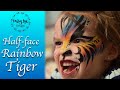 Half-Face Rainbow TIGER - Face Paint Tutorial