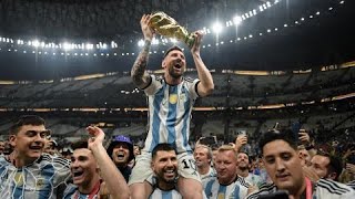 Cup awarding ceremony for the Argentina team to win the Fifa World Cup 2022 in Qatar