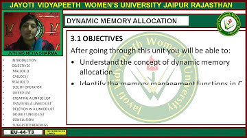 Jayoti Vidyapeeth - Faculty of Engineering and Technology - Dynamic memory allocation