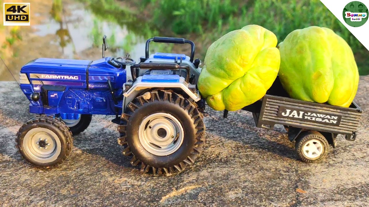 FARMTRAC 60HP Tractor with vegetable Loaded Trolley Bommu Kutty YouTube