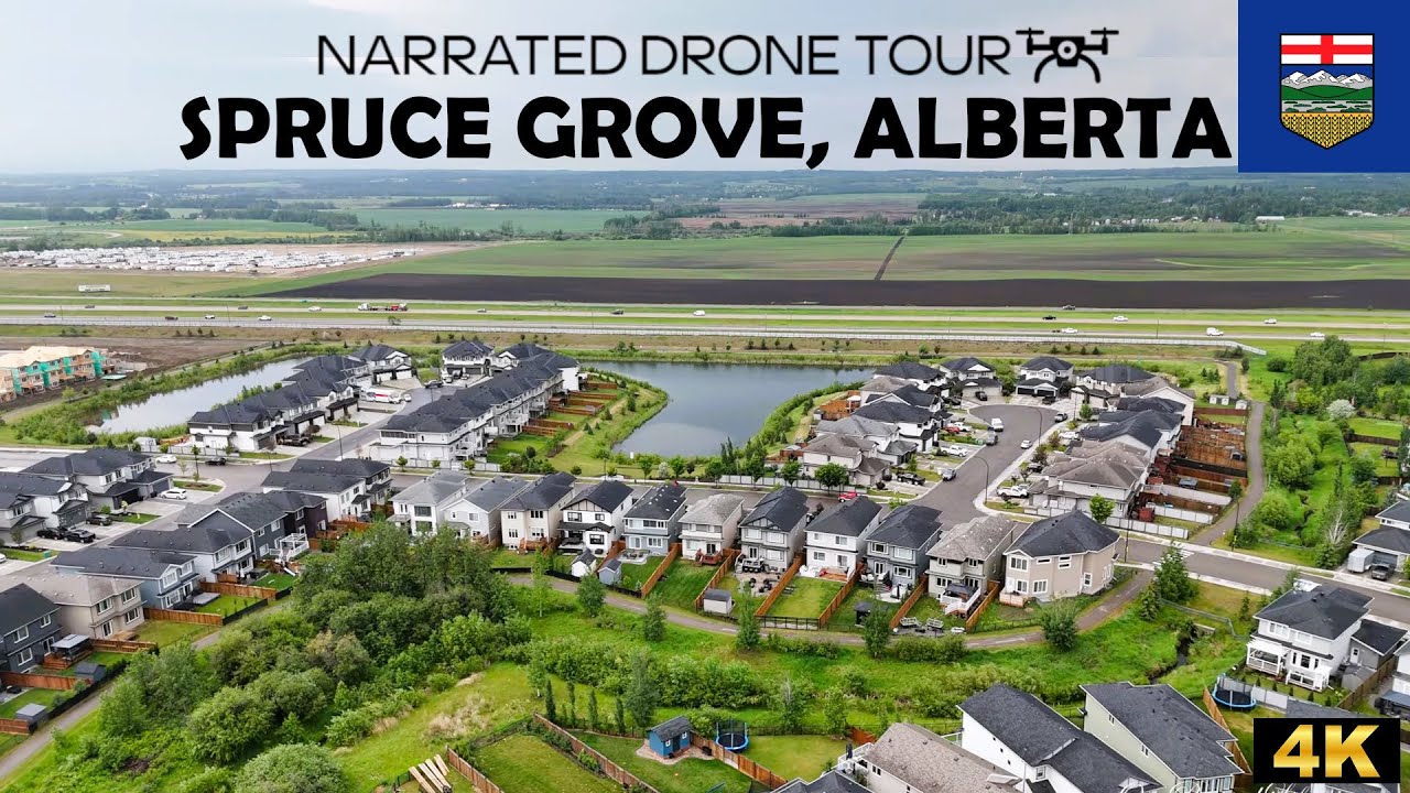 🌲 Spruce Grove, Alberta 🏙️ 4K Drone