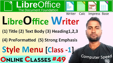 writer style meu part 1|libreoffice | libreoffice style menu |  style menu in writer | vk sir | cs|