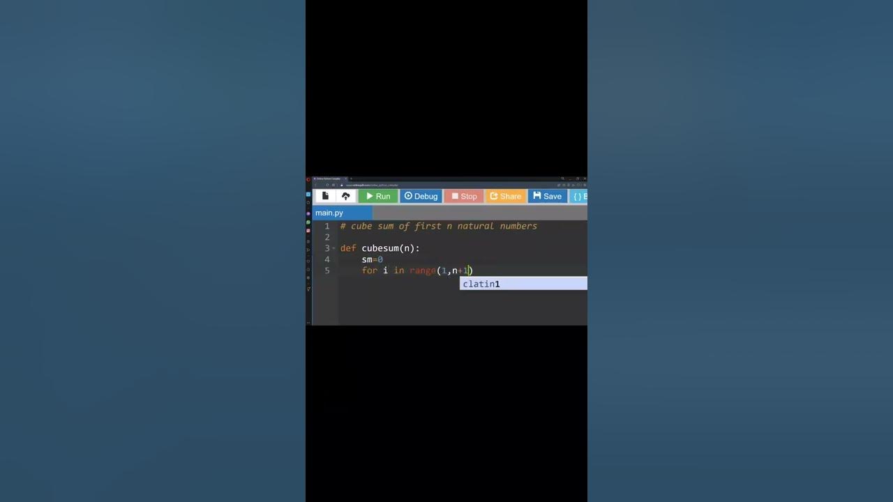 Python Program for cube sum of first n natural numbers - YouTube