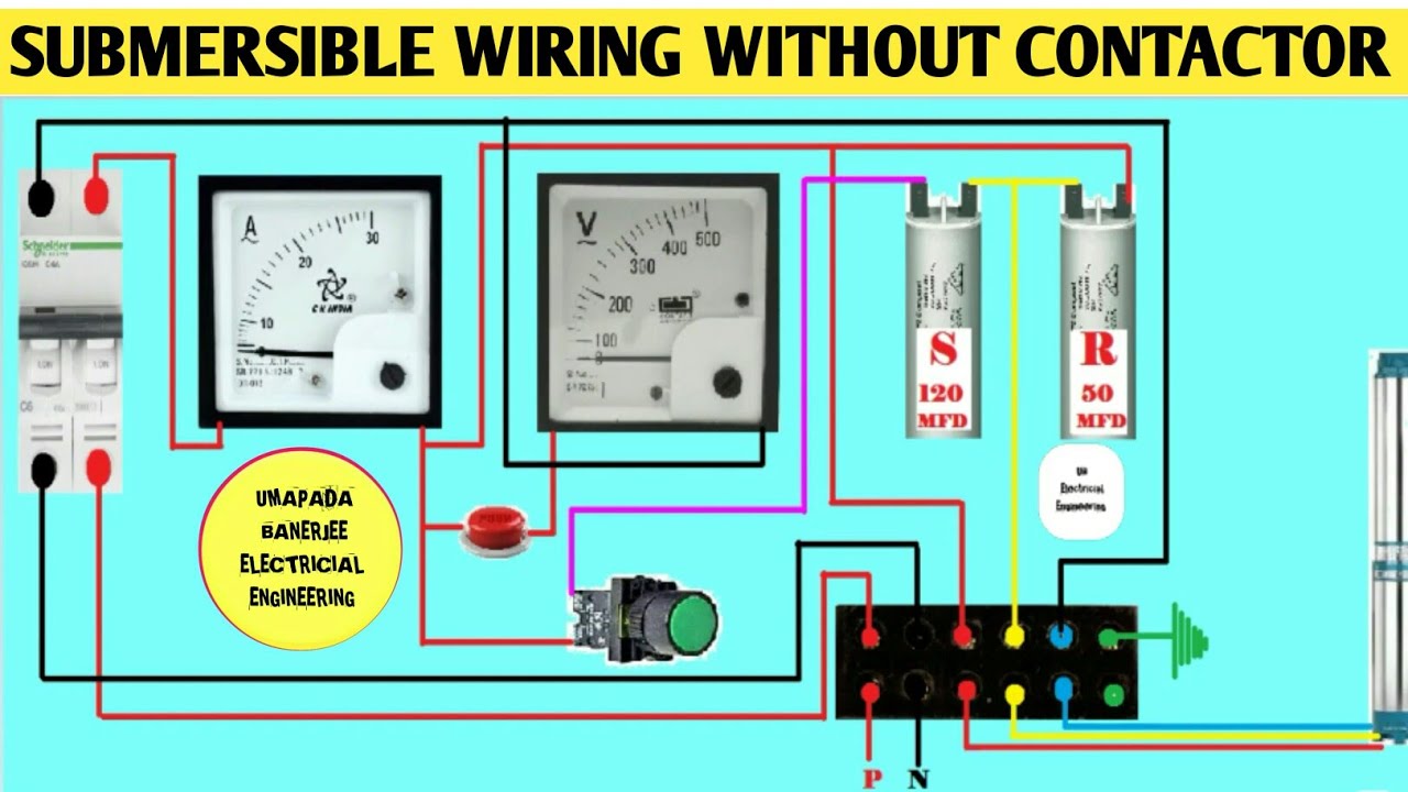 SUBMERSIBLE MOTOR PANEL FULL WIRING / single phase motor starter wiring