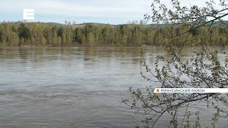 На юге Красноярского края снова начал расти уровень воды в реках (Енисей Минусинск).