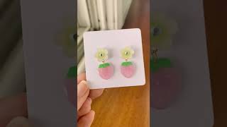 Shrink Plastic Strawberry and Blossom Earrings